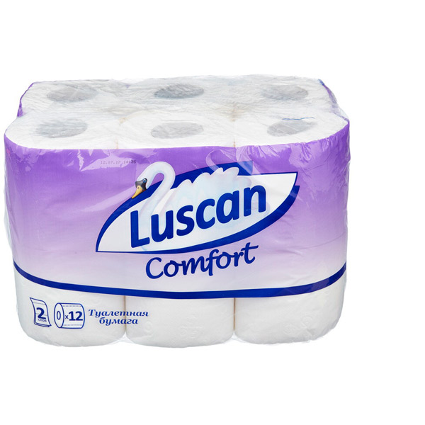 Туалетная бумага 2-сл, 12 рул, Luscan, "Comfort", 21,88 м, цвет белый, Россия