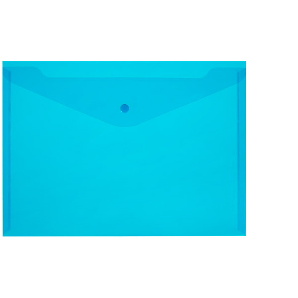 Папка-конверт с кнопкой A4, в упаковке 10 шт, прозрачный тонированный пластик, цвет синий, плотность 180 мкм, Attache, Россия