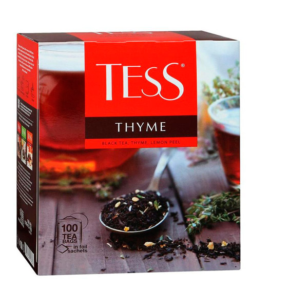 Чай пакетированный Tess, "Thyme", черный, с чабрецом и цедрой лимона, 100 пакетиков по 1,5 г, Россия