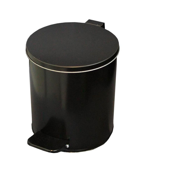 Контейнер для мусора с педалью 7 литров, цвет черный, сталь/пластик, Россия
