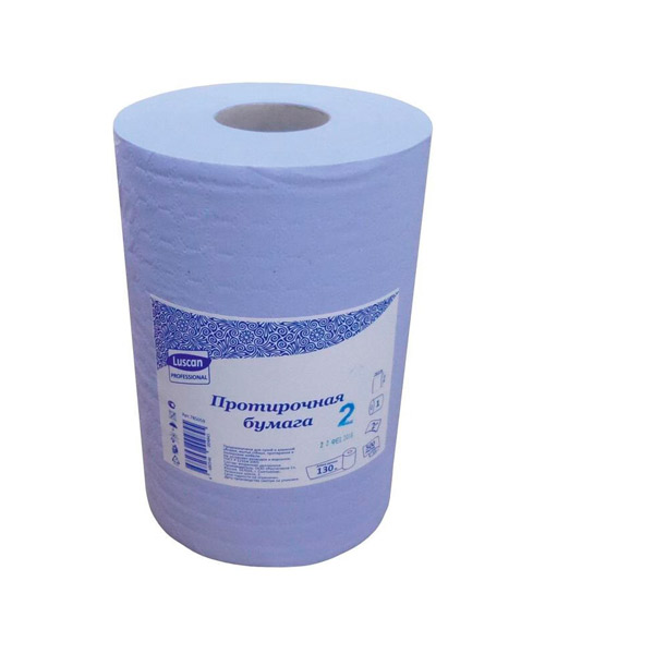 Протирочный материал бумажный, Luscan PROFESSIONAL, комби-рулон, W1, 2-сл, 130 м, цвет голубой
