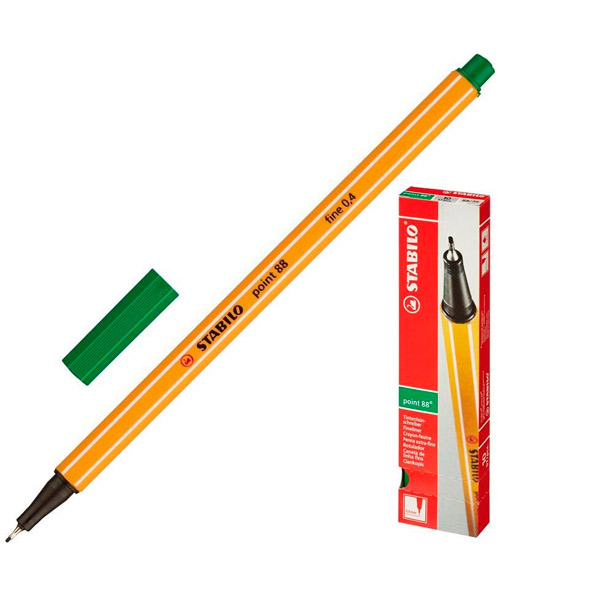 Капиллярная ручка Stabilo, цвет чернил зеленый, толщина линии письма 0,4 мм, Германия