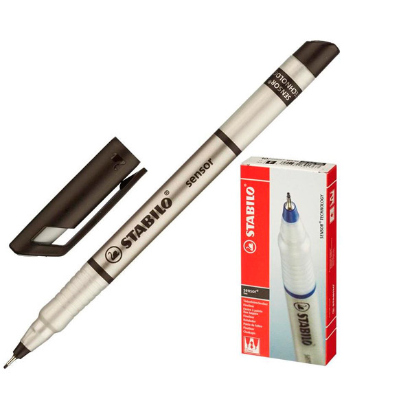 Капиллярная ручка Stabilo, "Sensor 189/46", цвет чернил черный, толщина линии письма 0,3 мм, Германия