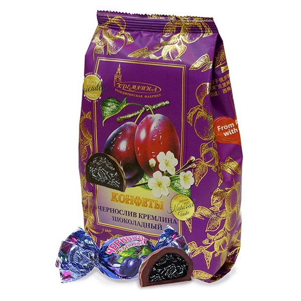 Конфеты шоколадные, Кремлина, "Чернослив", вес  190 г, упаковка мягкая упаковка, Россия