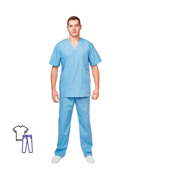 Костюм хирурга, унисекс, р-р 52-54, рост 170-176, цвет голубой, Россия