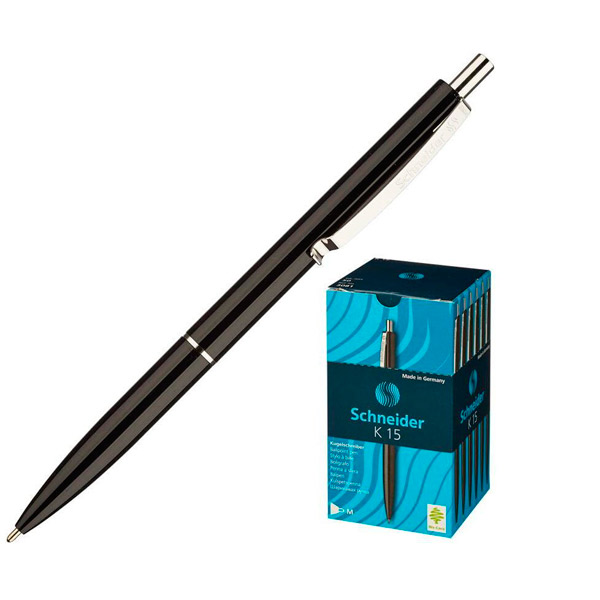 Ручка шариковая автоматическая Schneider, цвет чернил черный, толщина линии письма 0,5 мм, черный, Германия