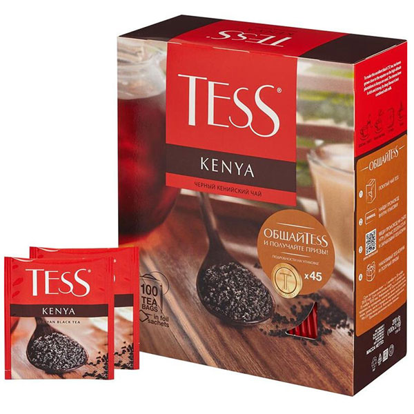 Чай пакетированный Tess, "Kenya", черный кенийский, 100 пакетиков по 2 г, Россия