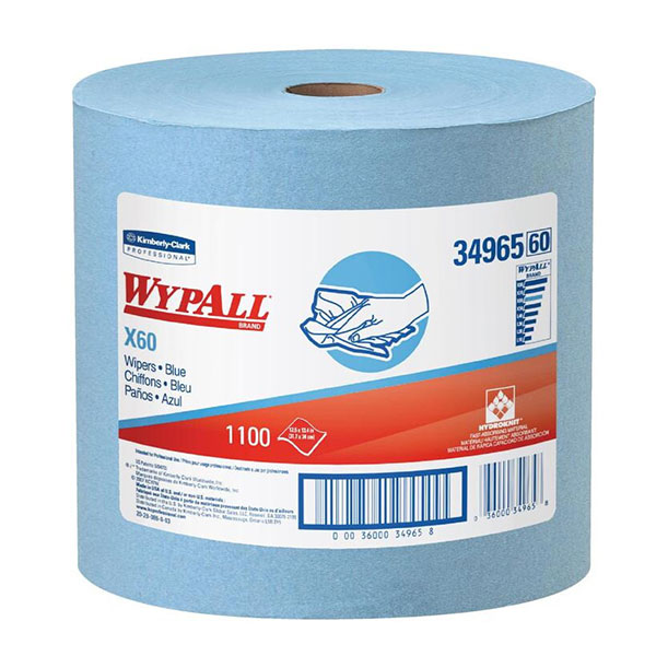 Протирочный материал нетканый, Kimberly Clark, "Wypall", рулон, 1-сл, 374 м, цвет голубой, 34965