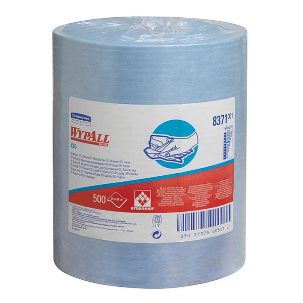 Протирочный материал нетканый, Kimberly Clark, "Wypall", рулон, 1-сл, 190 м, цвет голубой, 8371