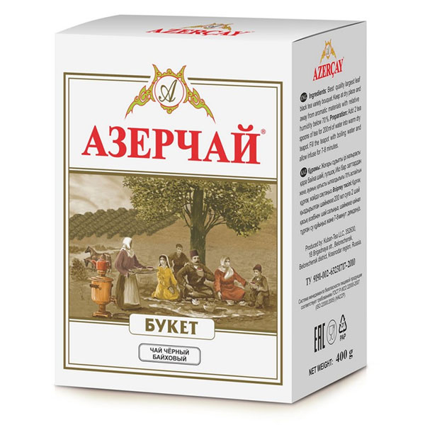 Чай листовой вес 400 г, Азерчай, "Букет", черный, классический, Россия