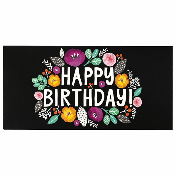 Конверт поздравительный для денег, 166*82 мм, "HAPPY BIRTHDAY!", Цветы, выборочный лак, в упаковке 1 шт., ЗОЛОТАЯ СКАЗКА, Россия