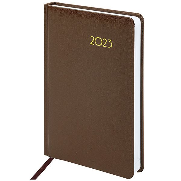 Ежедневник датированный 2023, A5, BRAUBERG, "Select", коричневый, обложка балакрон