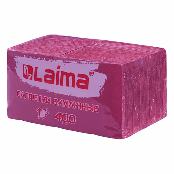 Салфетки бумажные LAIMA, "Big Pack", 400 шт., 1-сл, 24*24 см, цвет бордовый, Россия