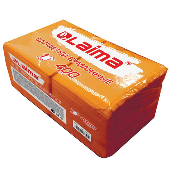 Салфетки бумажные LAIMA, "Big Pack", 400 шт., 1-сл, 24*24 см, цвет оранжевый, Россия
