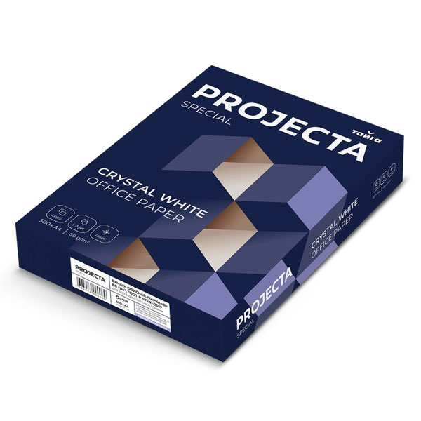 Бумага PROJECTA, A4, 80г/м2, 500л, класс "В", Россия, 162% (CIE)