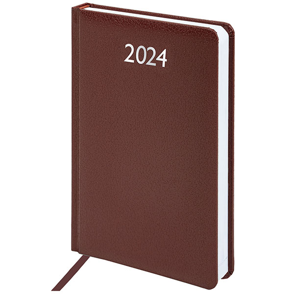 Ежедневник датированный 2024, A5, BRAUBERG, "Profile", 138*213 мм, 168 листов, коричневый, обложка балакрон