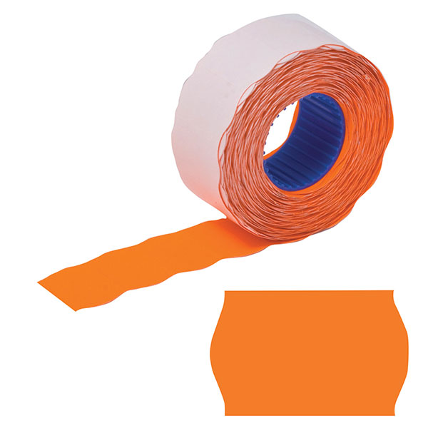 Этикет-лента BRAUBERG, 26*12 мм, волна, цвет оранжевый, комплект 5 рулонов по 800 шт., Китай