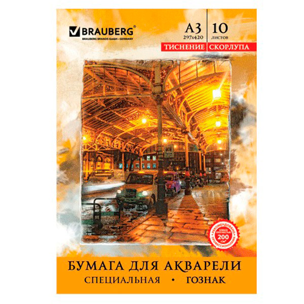 Папка для акварели BRAUBERG, "Скорлупа", A3, 10 л, Россия