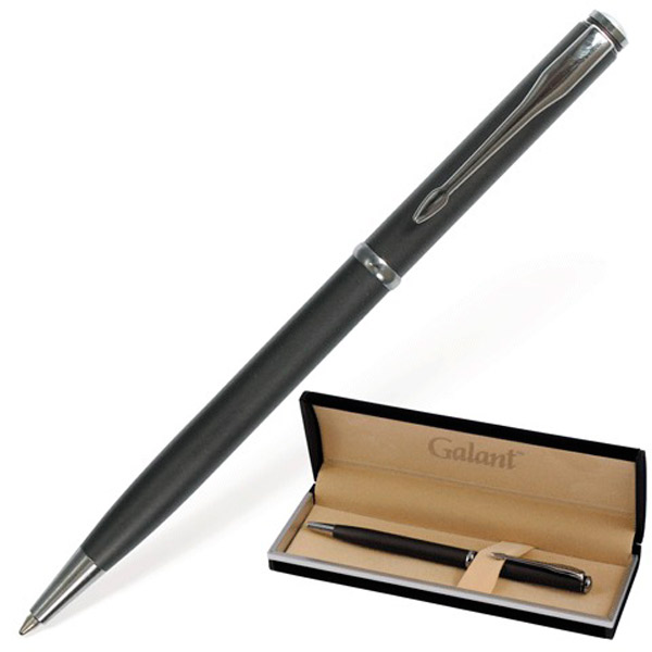 Ручка шариковая GALANT, "Arrow Chrome Grey", серый, корпус латунь, сплав латуни, цвет чернил синий, Тайвань