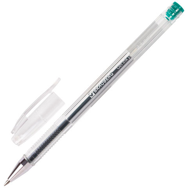 Ручка гелевая BRAUBERG, "Zero", цвет чернил зеленый, толщина линии письма 0,35 мм, Китай, 141021