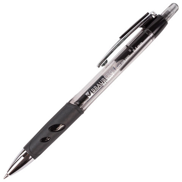 Автоматическая гелевая ручка BRAUBERG, "Officer", цвет чернил черный, толщина линии письма 0,5 мм, Китай