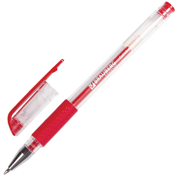 Ручка гелевая BRAUBERG, "Number One", цвет чернил красный, толщина линии письма 0,35 мм, Китай, GP157