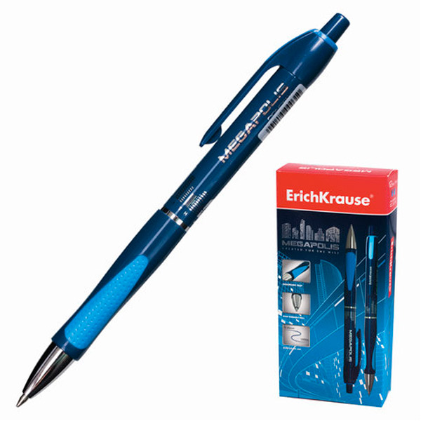 Ручка шариковая автоматическая ERICH KRAUSE, "Megapolis concept", 31, цвет чернил синий, толщина линии письма 0,7 мм, синий, Китай