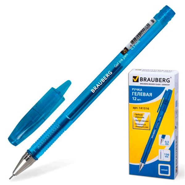 Ручка гелевая BRAUBERG, "Income", цвет чернил синий, толщина линии письма 0,35 мм, Китай, 141516