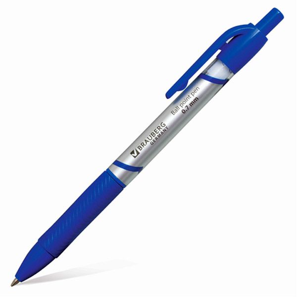 Ручка шариковая автоматическая BRAUBERG, "Leader", цвет чернил синий, толщина линии письма 0,35 мм, синий, Китай