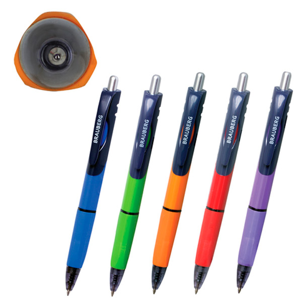 Ручка шариковая автоматическая BRAUBERG, "Energy", цвет чернил синий, толщина линии письма 0,35 мм, ассорти, Китай