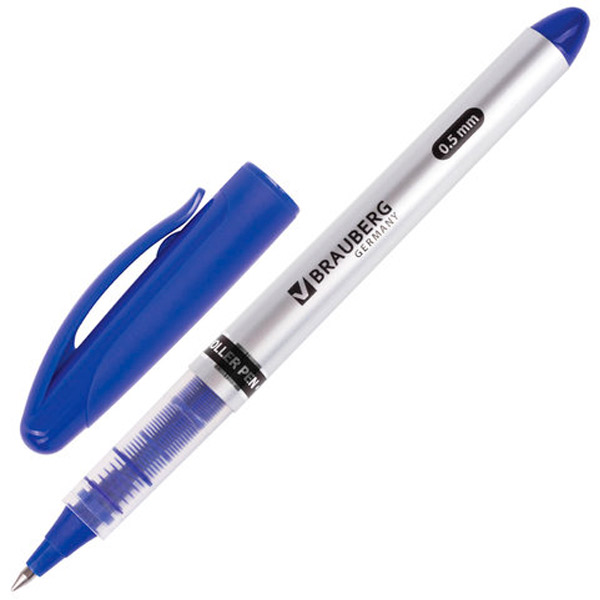 Ручка-роллер BRAUBERG, "Control", толщина линии письма 0,5 мм, цвет чернил синий, Китай