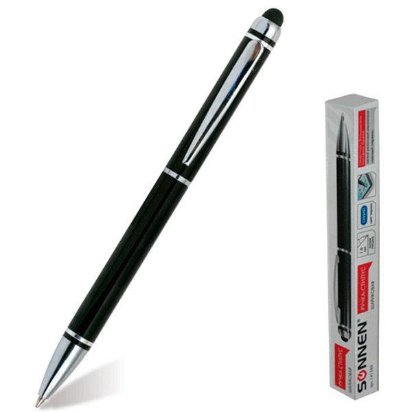 Ручка-стилус SONNEN, для смартфонов/планшетов, черный, цвет чернил синий, Китай