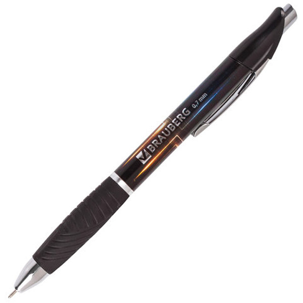 Ручка шариковая автоматическая BRAUBERG, "Metropolis", цвет чернил синий, толщина линии письма 0,35 мм, черный, Индия
