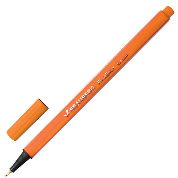 Капиллярная ручка BRAUBERG, "Aero", цвет чернил оранжевый, толщина линии письма 0,4 мм, Китай, 142249