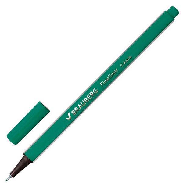 Капиллярная ручка BRAUBERG, "Aero", цвет чернил зеленый, толщина линии письма 0,4 мм, Китай