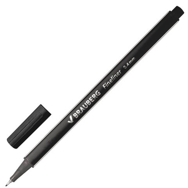 Капиллярная ручка BRAUBERG, "Aero", цвет чернил черный, толщина линии письма 0,4 мм, Китай