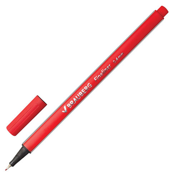 Капиллярная ручка BRAUBERG, "Aero", цвет чернил красный, толщина линии письма 0,4 мм, Китай