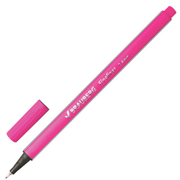 Капиллярная ручка BRAUBERG, "Aero", цвет чернил розовый, толщина линии письма 0,4 мм, Китай