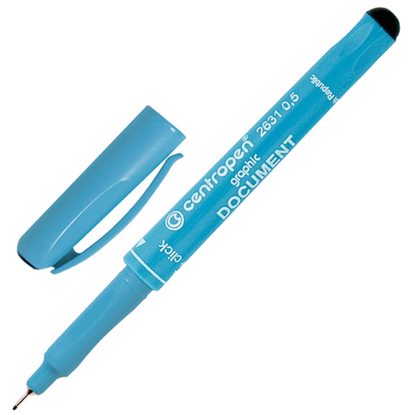 Капиллярная ручка CENTROPEN, "Document", цвет чернил черный, толщина линии письма 0,5 мм, Чехия, 2631/0,5