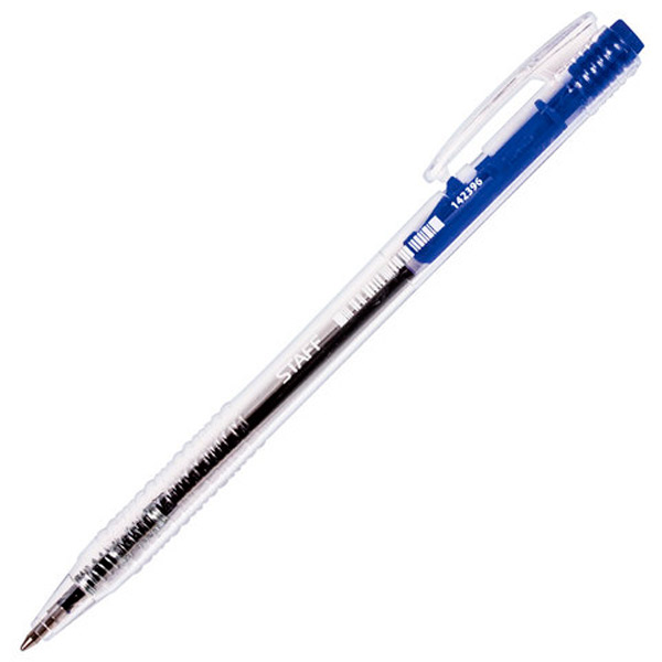 Ручка шариковая автоматическая STAFF, BPR245, цвет чернил синий, толщина линии письма 0,35 мм, прозрачный, Китай