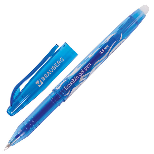 Ручка гелевая со стираемыми чернилами BRAUBERG, цвет чернил синий, толщина линии письма 0,35 мм, Китай