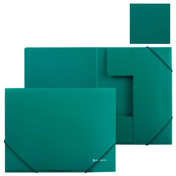Папка на резинках BRAUBERG, стандарт, цвет зеленый, пл. 0,5 мм, Россия