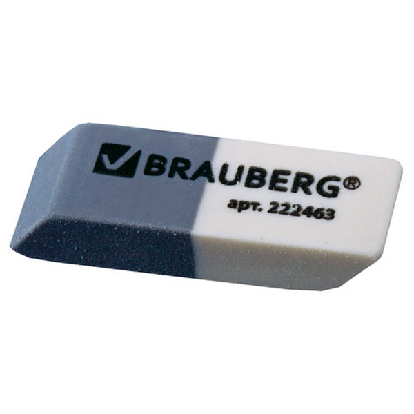 Ластик BRAUBERG, полимер, комплект  3 шт., 41*14*8 мм, ластик комбинированный, цвет белый/серый, Китай