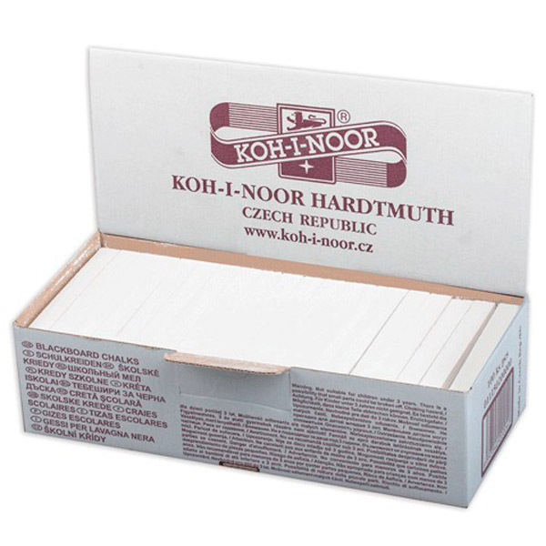 Мел белый Koh-I-Noor, комплект 100 шт., квадратный, средней твердости, Чехия