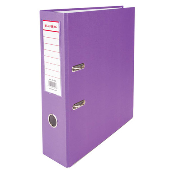 Регистратор A4, ширина корешка 80 мм, цвет фиолетовый, BRAUBERG, защита нижнего края папки, ПВХ, Россия