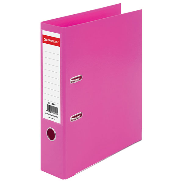 Регистратор A4, ширина корешка 75 мм, цвет розовый, BRAUBERG, "Extra", защита нижнего края папки, полипропилен, Россия