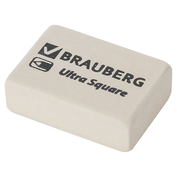 Ластик BRAUBERG, "Ultra Square", натуральный каучук, 26*18*8 мм, цвет белый, Малайзия