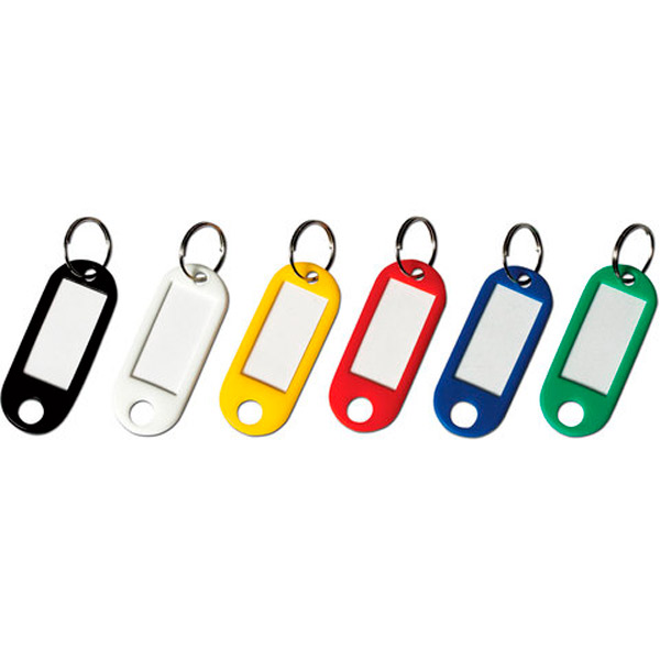 Брелоки для ключей комплект 12 шт., цвет ассорти, BRAUBERG, пластик, 50*21 мм, инфо-окно 15*30 мм, 231151, Китай