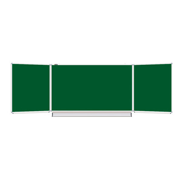 Доска для мела, магнитная, трехсекционная (двустворчатая), BRAUBERG, 100*150/300 см, цвет зеленый, Россия