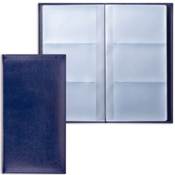 Визитница настольная 144 визитки, 3 ряда, BRAUBERG, "Imperial", 140*253 мм, цвет темно-синий, обложка ПВХ, Китай